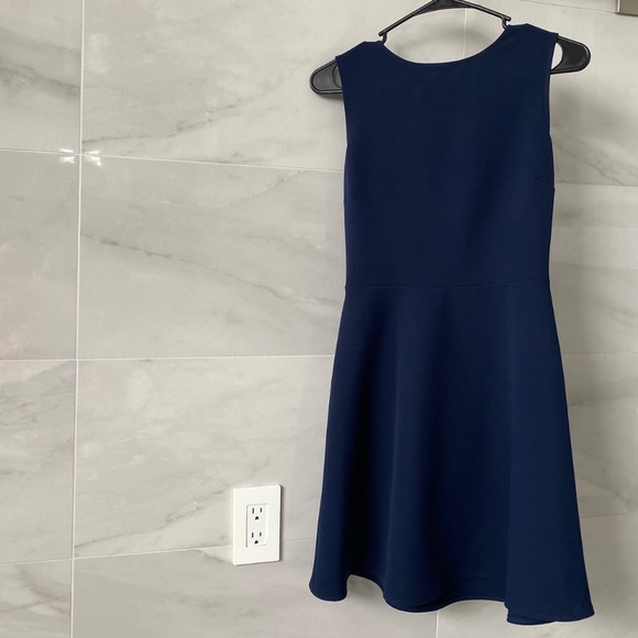 2/$16 Zara Woman Navy Fit & Flare Dress with 3 Bows in Back - Picture 2 of 5